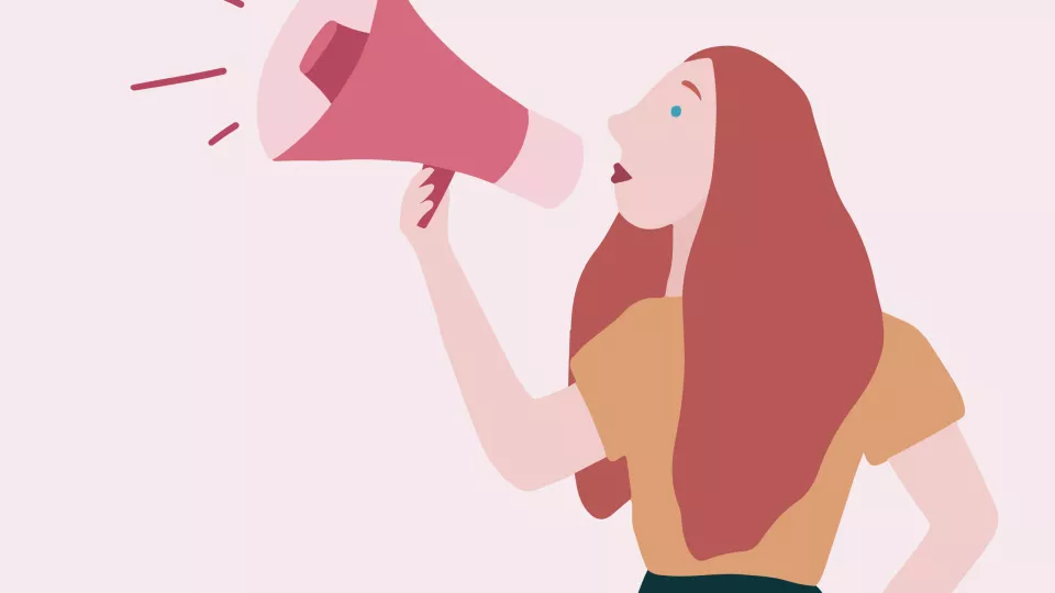 Illustration of woman with megaphone