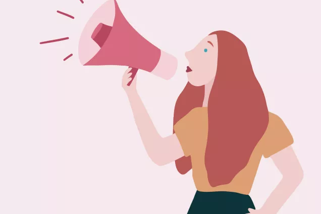 Illustration of woman with megaphone