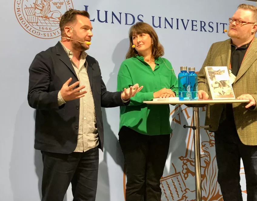 James Mansell, Sanne Krogh Groth and Martin Degrell at Gothenburg Book Fair 2022